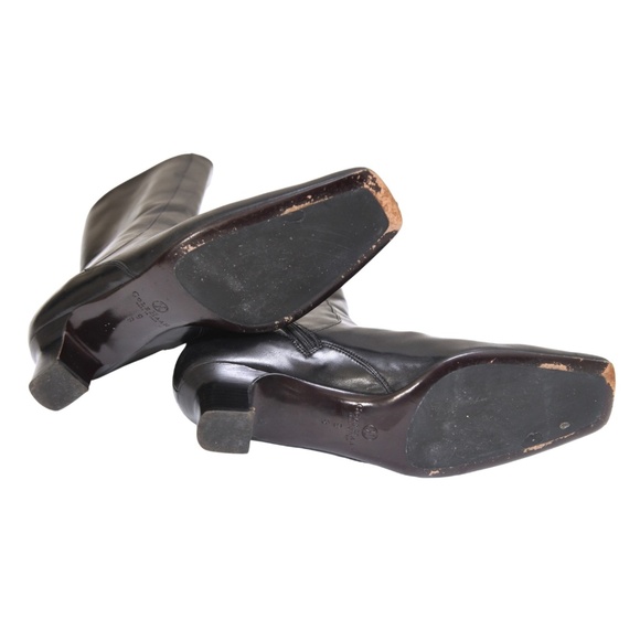 COLE HAAN Black Boots Leather Boot Mid Calf Zipper Square Toe Sz 9B - Picture 11 of 12